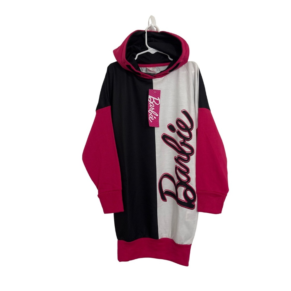 Barbie Kids Colorblock Hoodie - Black, White, and Pink 7/8